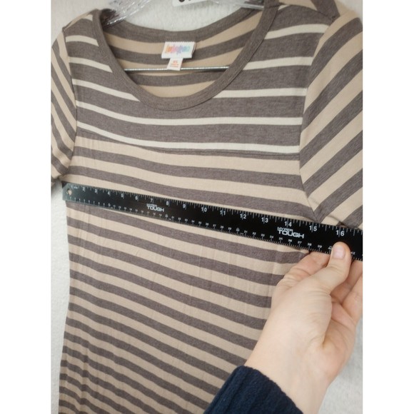 LuLaRoe NWT Julia Dress Size XS Taupe/Beige Stripes Casual Stretch Bodycon Fit - Picture 7 of 16